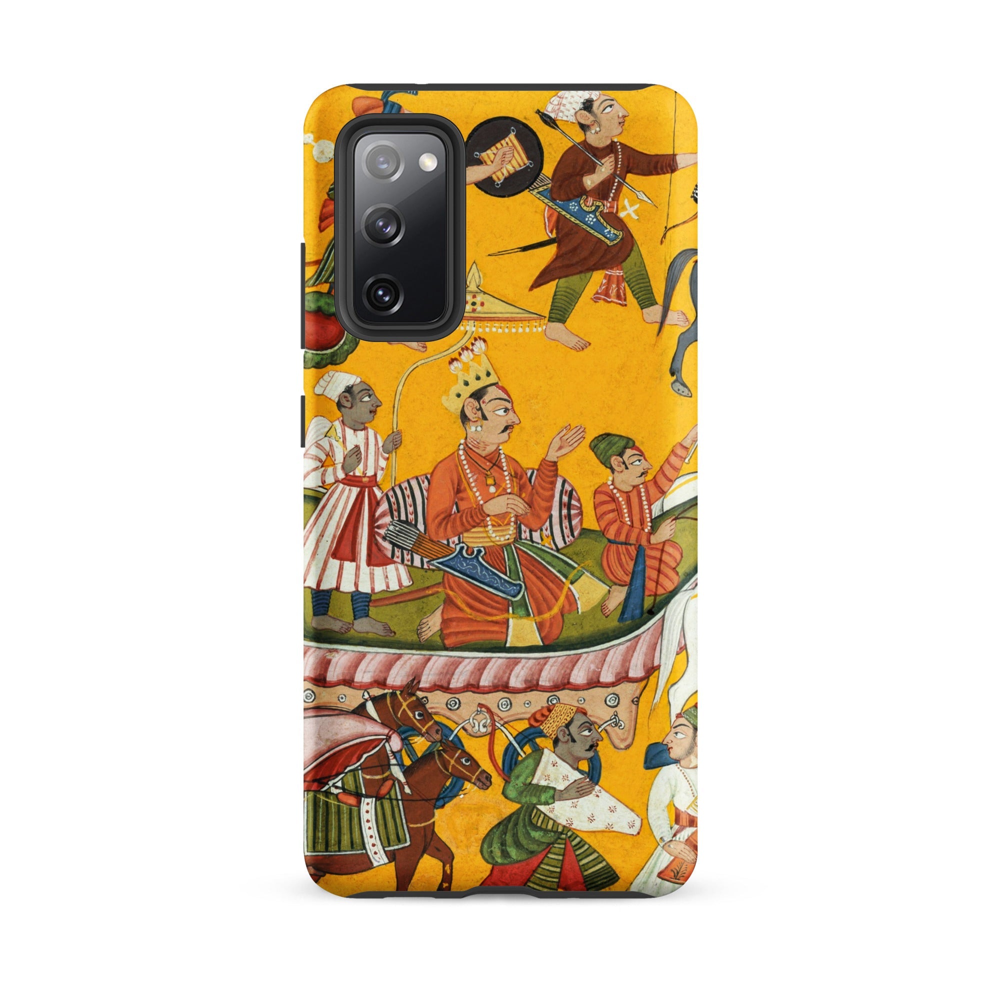 King Dasaratha Proceeds to Rama’s Wedding Shangri Ramayana Samsung Case, Galaxy S20 Fe / Matte, Smartphone Case Vibrant Yellow Background