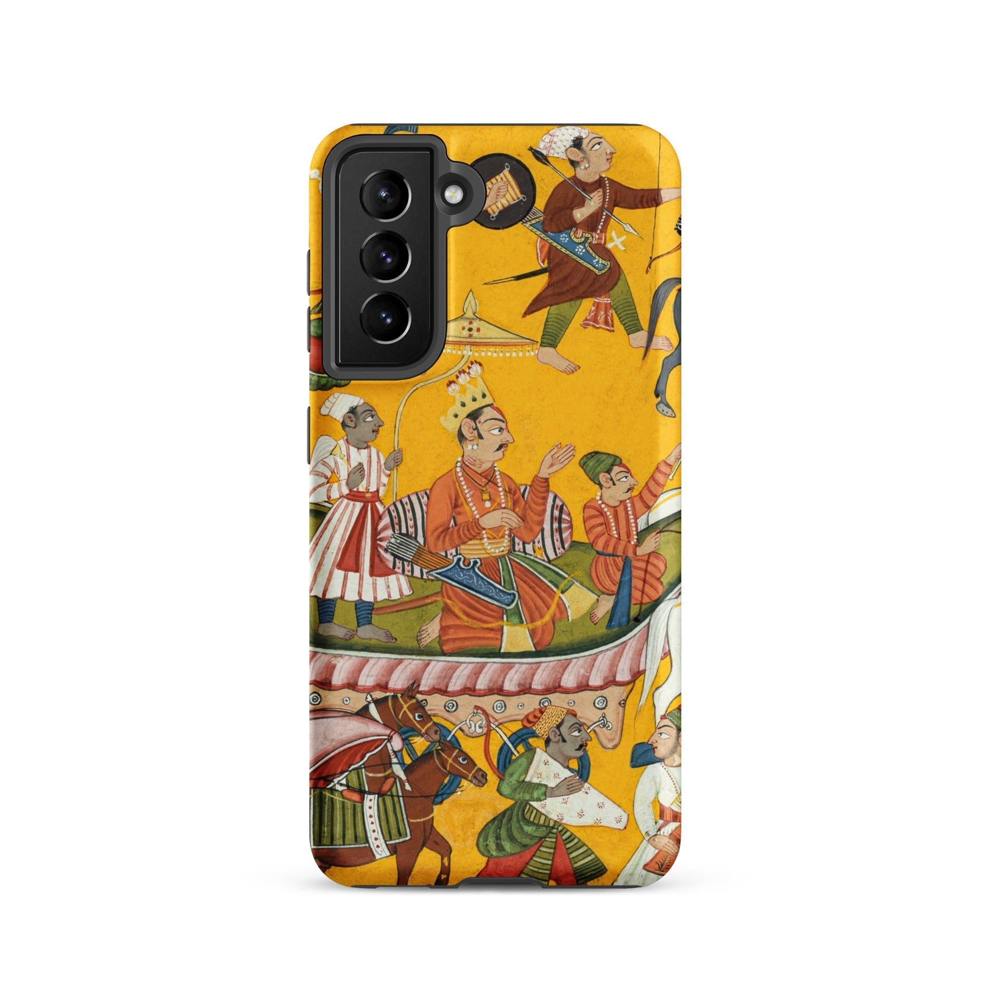 King Dasaratha Proceeds to Rama’s Wedding Shangri Ramayana Samsung Case, Galaxy S21 / Matte, Smartphone Case Vibrant Yellow Background