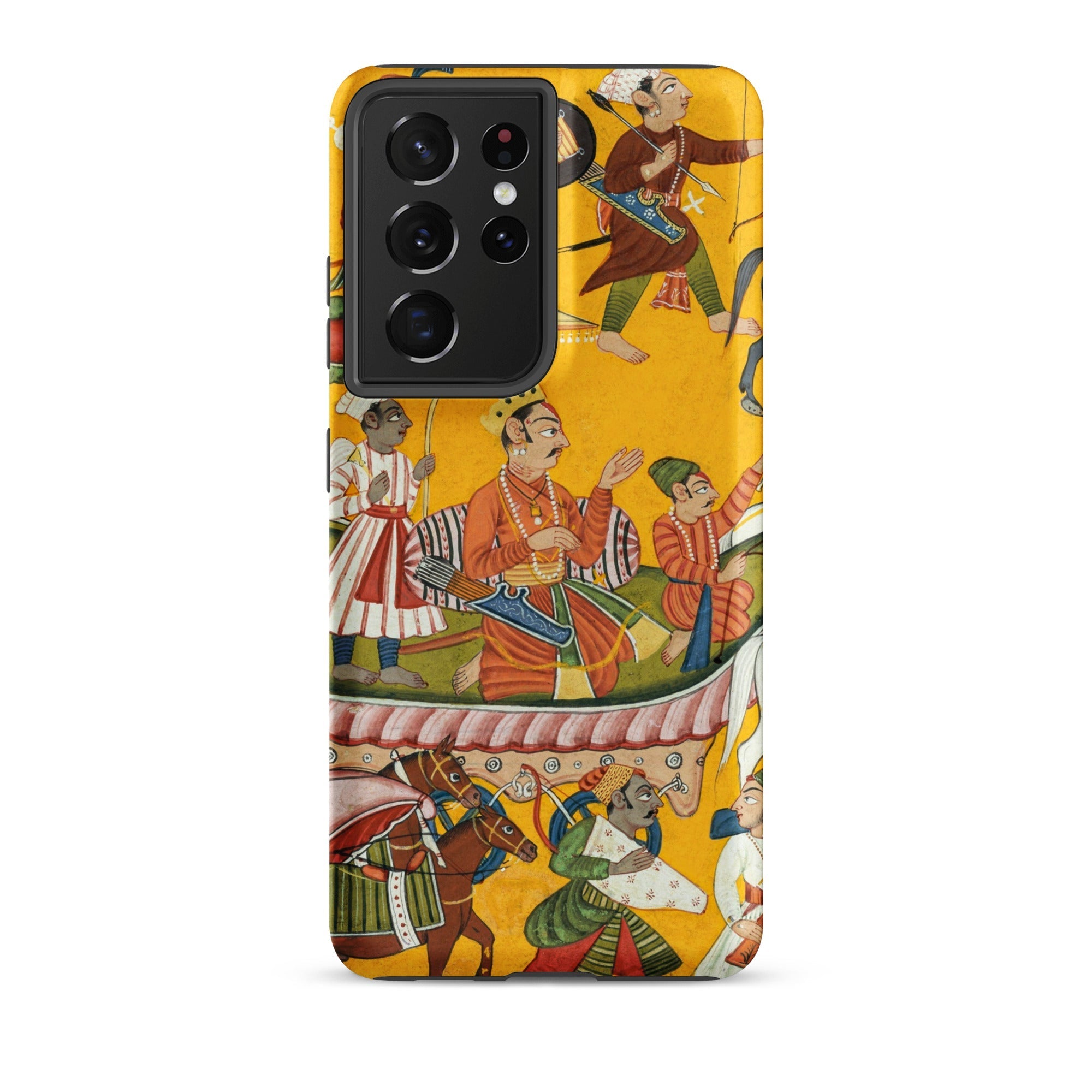 King Dasaratha Proceeds to Rama’s Wedding Shangri Ramayana Samsung Case, Galaxy S21 Ultra / Matte, Phone Case Vibrant Yellow Background