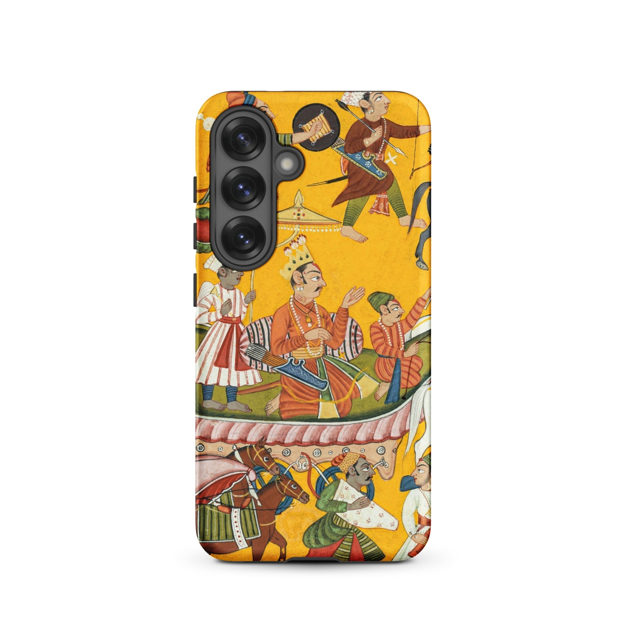 King Dasaratha Proceeds to Rama’s Wedding Shangri Ramayana Samsung Case, Galaxy S25 / Matte, Yellow Phone Case Adorned Intricate Colorful