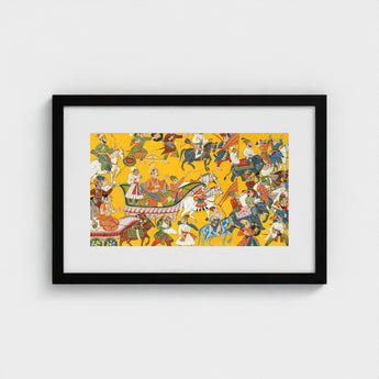 King Dasaratha Proceeds to Rama’s Wedding - Shangri Ramayana Art Print / Canvas Vibrant Intricately Detailed Framed Artwork Historical