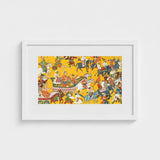 King Dasaratha Proceeds to Rama’s Wedding - Shangri Ramayana Art Print / Canvas Vibrant Framed Artwork Historical Scene Figures Horseback