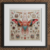 King Dom Beetle - Alien Insect Taxonomy Art Print, 12x12’’ / 31x31cm / Black Frame / 2’’ Matboard, Framed Artwork Fantastical Colorful