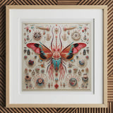 King Dom Beetle - Alien Insect Taxonomy Art Print, 12x12’’ / 31x31cm / Natural Frame / 2’’ Matboard, Framed Colorful Intricately Detailed