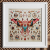 King Dom Beetle - Impression d'art sur la taxonomie des insectes extraterrestres, 12x12’’ / 31x31cm / Cadre blanc / Passe-partout de 2’’, Affiches, Impressions et Œuvres visuelles, Toby