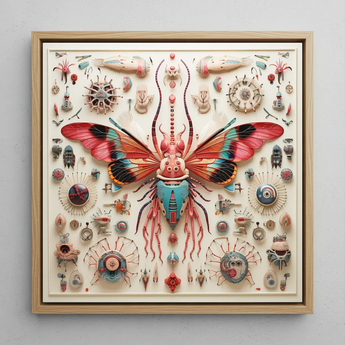 King Dom Beetle - Alien Insect Taxonomy Art Print / Canvas, 12x12’’ / 31x31cm / Natural Frame, Posters Prints & Visual Artwork, Toby Leon