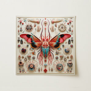 King Dom Beetle - Alien Insect Taxonomy Art Print / Canvas, 12x12’’ / 31x31cm / Unframed / no Border, Posters Prints & Visual Artwork, Toby