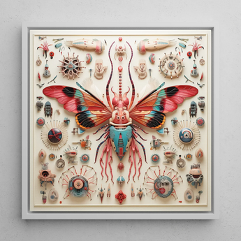 King Dom Beetle - Alien Insect Taxonomy Art Print / Canvas, 12x12’’ / 31x31cm / White Frame, Posters Prints & Visual Artwork, Toby Leon