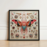 Vibrant Intricately Detailed Mixed-media Artwork Central Insect-like Creature King Dom Beetle, Alien Species Taxonomy, Xenoentomological