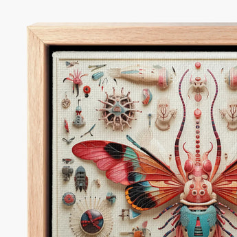 Vibrant Intricately Detailed Butterfly Sculpture Red Teal Wings King Dom Beetle, Alien Species Taxonomy, Xenoentomological Artistry