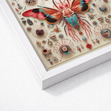 Vibrant Intricately Detailed Mechanical Moth Sculpture Iridescent Pink King Dom Beetle, Alien Species Taxonomy, Xenoentomological Artistry