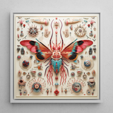 King Dom Beetle - Alien Insect Taxonomy Framed Canvas, 12x12’’ / 31x31cm / White Floating Frame, Framed Mechanical Insect Art