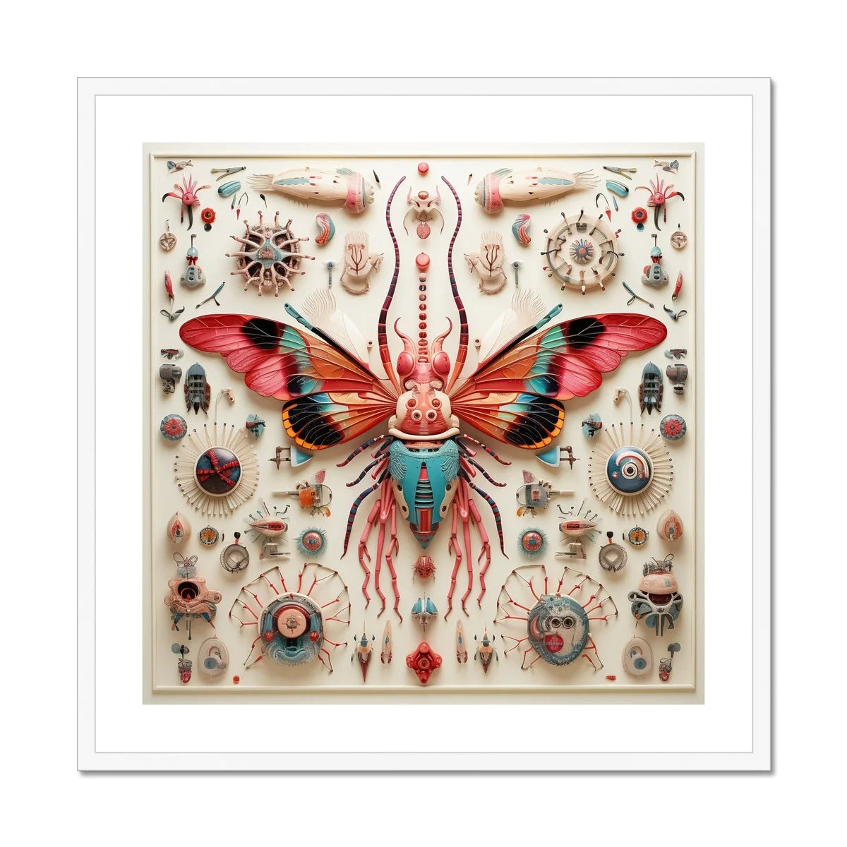 King Dom Beetle - Gay Insects - Alien Species Taxonomy Art Framed & Mounted Print 28’’x28’’ / White Frame