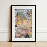 King Sal Visits Kala Yavana - Harivamsa Art Print / Canvas, 12x18’’ / 31x46cm / Black Frame / Matboard, Posters Prints & Visual Artwork,