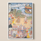 King Sal Visits Kala Yavana - Harivamsa Art Print / Canvas, 12x18’’ / 31x46cm / White Frame, Posters Prints & Visual Artwork, Toby Leon
