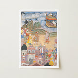 King Sal Visits Kala Yavana - Harivamsa Art Print / Canvas Framed Vibrant Detailed Historical Illustration Outdoor Scene Strides, Prints