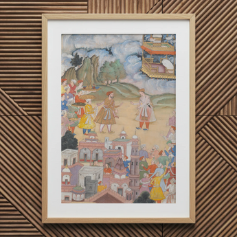 King Sal Visits Kala Yavana - Harivamsa Art Print / Canvas Wooden Framed Artwork Vibrant Colors Detailed Illustration Historical King Sal