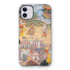 King Sal Visits Kala Yavana - Harivamsa Iphone Case, 11 / Matte, Iphone Case Classical Indian Miniature Painting Design Architectural