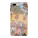 King Sal Visits Kala Yavana - Harivamsa Iphone Case, 8 Plus / Matte, Phone Case Traditional Indian Miniature Painting Architectural Elements