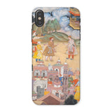 King Sal Visits Kala Yavana - Harivamsa Iphone Case, x / Matte, Phone Case Vintage Indian Miniature Painting Architectural Elements