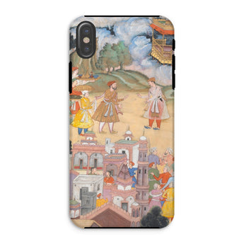 King Sal Visits Kala Yavana - Harivamsa Iphone Case, Xs / Matte, Phone Case Traditional Indian Miniature Painting Figures Architecture