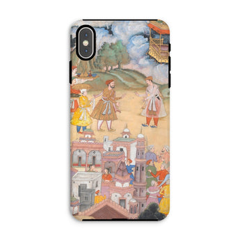 King Sal Visits Kala Yavana - Harivamsa Iphone Case, Xs Max / Matte, Phone Case Classical Indian Miniature Painting Figures Architecture