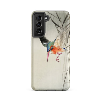 Kingfisher Hunting - Ohara Koson Bird Art Phone Case Samsung Galaxy S21 Fe / Matte Vibrant Watercolor-style Kingfisher Bird Long Pink Beak