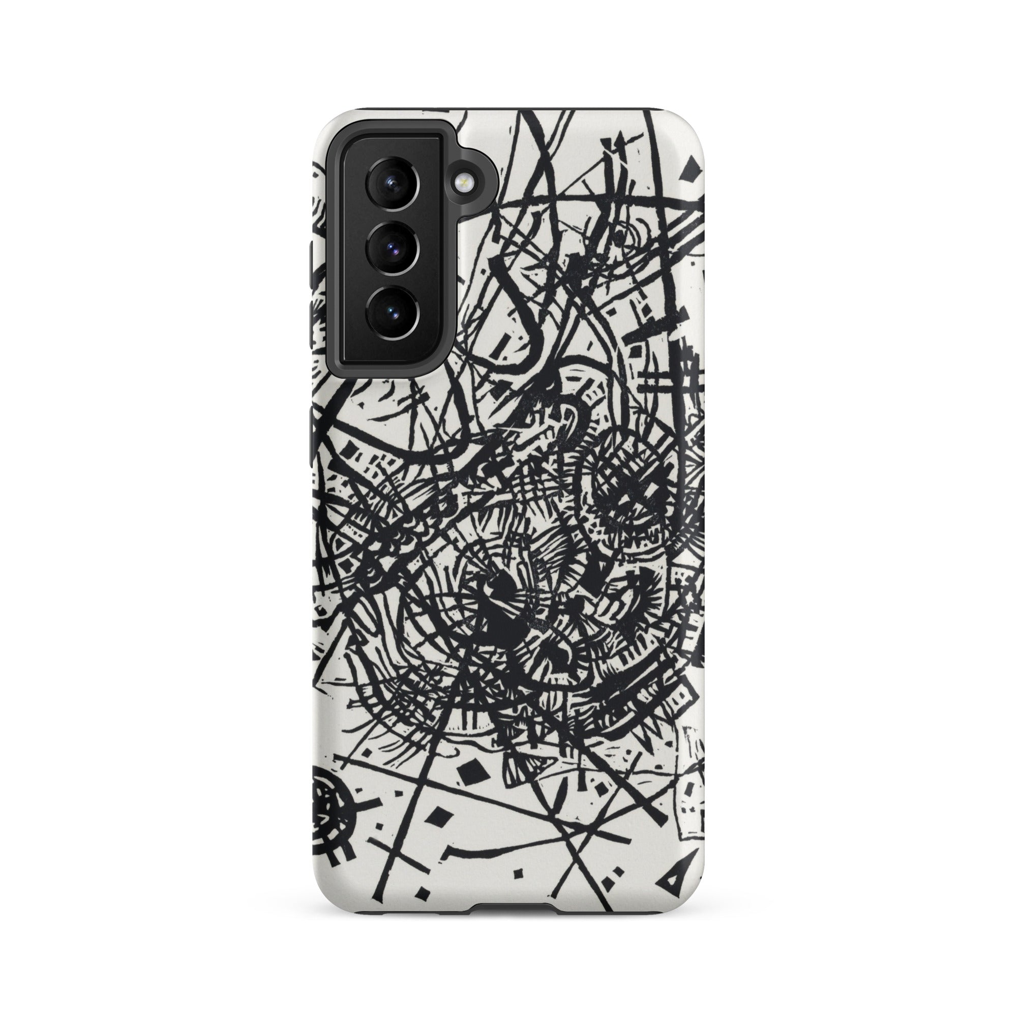 Kleine Welten Viii Wassily Kandinsky Samsung Case, Galaxy S21 Fe / Matte, Smartphone Case Black White Abstract Design Lines Circles