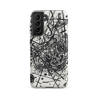 Kleine Welten Viii - Wassily Kandinsky Samsung Case, Galaxy S21 Fe / Matte, Smartphone Case Black White Abstract Design Lines Circles