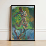 Kneeling Narcissus - Anton Kolig Art Print / Canvas Framed Abstract Painting Dynamic Muscular Figure Rendered Bold Kolig’s, Flesh