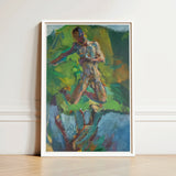 Kneeling Narcissus - Anton Kolig Art Print / Canvas Framed Abstract Painting Dynamic Muscular Figure Motion Vibrant Kolig’s, Flesh