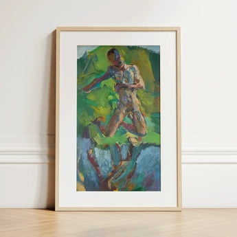 Kneeling Narcissus - Anton Kolig Art Print / Canvas Framed Abstract Painting Dynamic Nude Figure Rendered Earthy Kolig’s Kneeling, Flesh