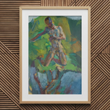 Kneeling Narcissus - Anton Kolig Art Print / Canvas, Kolig’s Kneeling, Flesh Refracted, Myth Suspended