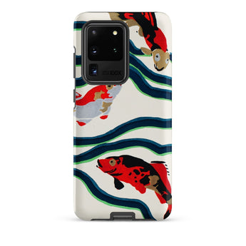 Koi Fish - E.a. Seguy Pochoir Sea Life Phone Case Samsung Galaxy S20 Ultra / Matte Vibrant Phone Case Stylized Koi Fish Red Black Seguy