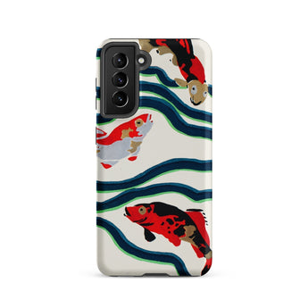 Koi Fish - E.a. Seguy Pochoir Sea Life Phone Case Samsung Galaxy S21 / Matte Vibrant Phone Case Stylized Koi Fish Red Black Seguy Pochoir