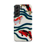 Koi Fish - E.a. Seguy Pochoir Sea Life Phone Case Samsung Galaxy S22 Plus / Matte Vibrant Phone Case Stylized Koi Fish Red Black Seguy