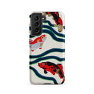 Koi Fish E.a. Seguy Pochoir Sea Life Samsung Case, Galaxy S21 / Matte, Smartphone Case Colorful Koi Fish Wave Pattern