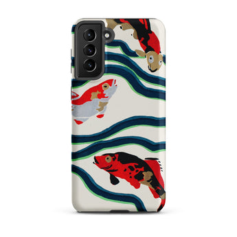 Koi Fish - E.a. Seguy Pochoir Sea Life Samsung Case, Galaxy S21 Plus / Matte, Phone Case Pattern Colorful Koi Fish Blue Waves