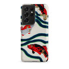 Koi Fish E.a. Seguy Pochoir Sea Life Samsung Case, Galaxy S21 Ultra / Matte, White Smartphone Case Red Black Koi Fish Pattern
