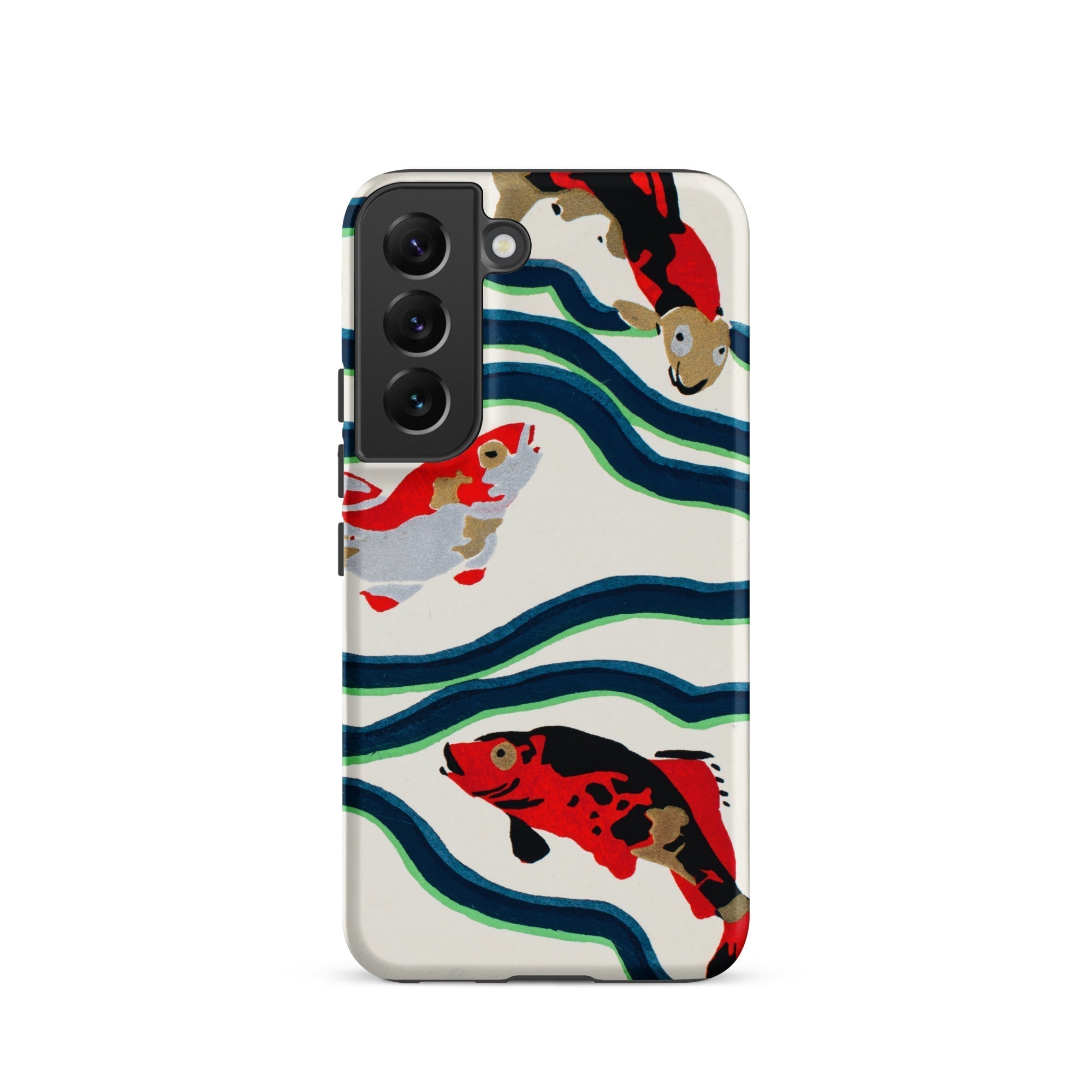 Koi Fish E.a. Seguy Pochoir Sea Life Samsung Case, Galaxy S22 / Matte, White Smartphone Case Pattern Three Red Black Koi