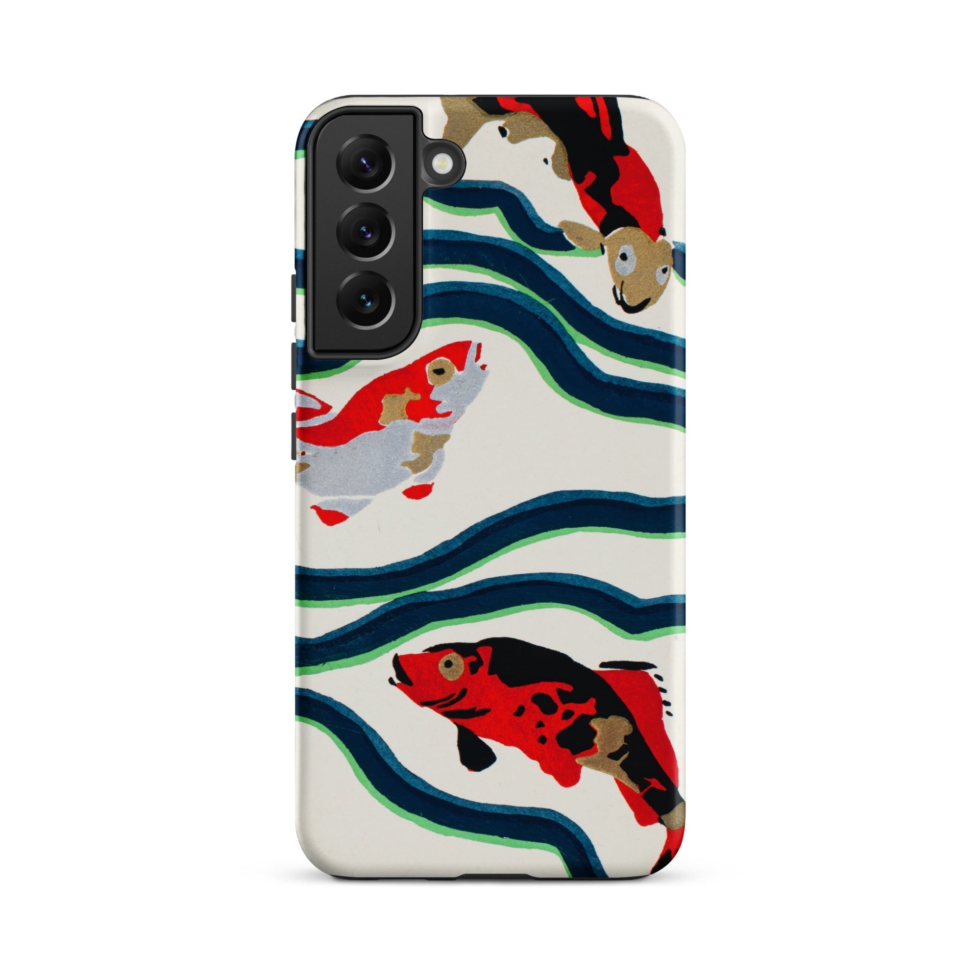 Koi Fish E.a. Seguy Pochoir Sea Life Samsung Case, Galaxy S22 Plus / Matte, White Phone Case Three Stylized Red Black Koi