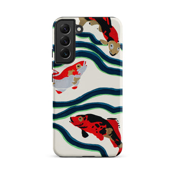 Koi Fish - E.a. Seguy Pochoir Sea Life Samsung Case, Galaxy S22 Plus / Matte, White Phone Case Three Stylized Red Black Koi