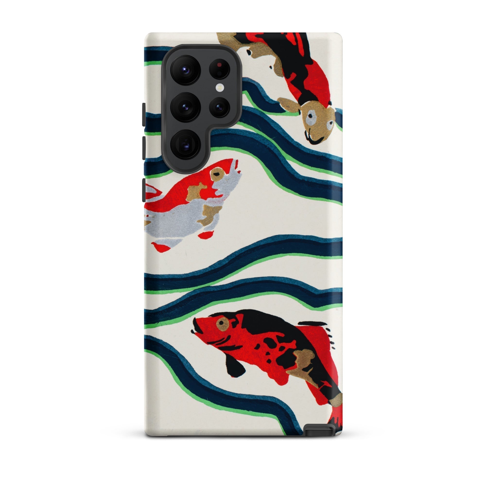 Koi Fish E.a. Seguy Pochoir Sea Life Samsung Case, Galaxy S22 Ultra / Matte, White Phone Case Vibrant Koi Fish Wave Pattern