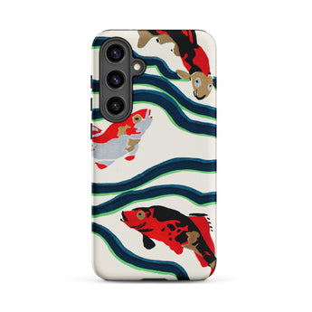 Koi Fish - E.a. Seguy Pochoir Sea Life Samsung Case, Galaxy S24 Plus / Matte, Phone Case Pattern Colorful Koi Fish Waves
