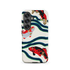 Koi Fish E.a. Seguy Pochoir Sea Life Samsung Case, Galaxy S25 / Matte, White Smartphone Case Design Three Koi Fish Among