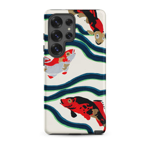 Koi Fish - E.a. Seguy Pochoir Sea Life Samsung Case, Galaxy S25 Ultra / Matte, Smartphone Case White Background Pattern Stylized Red Black