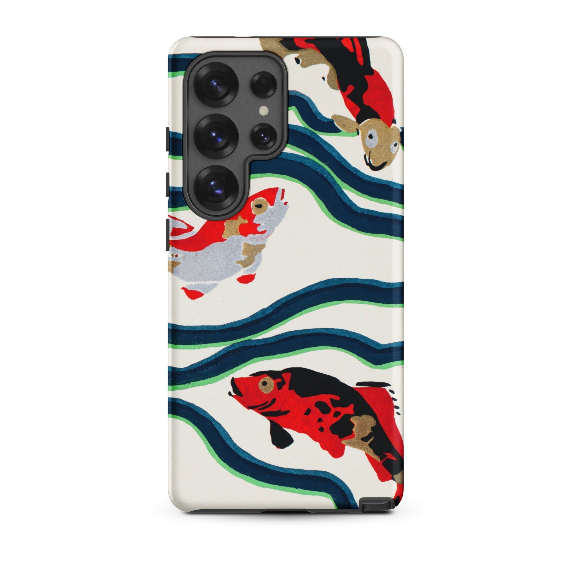 Koi Fish E.a. Seguy Pochoir Sea Life Samsung Case, Galaxy S25 Ultra / Matte, Smartphone Case White Background Pattern Stylized Red Black