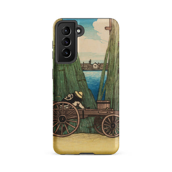 Komagata Kashi - Hasui Kawase Samsung Case, Galaxy S21 Fe / Matte, Smartphone Case Japanese Woodblock Print Person Cart River