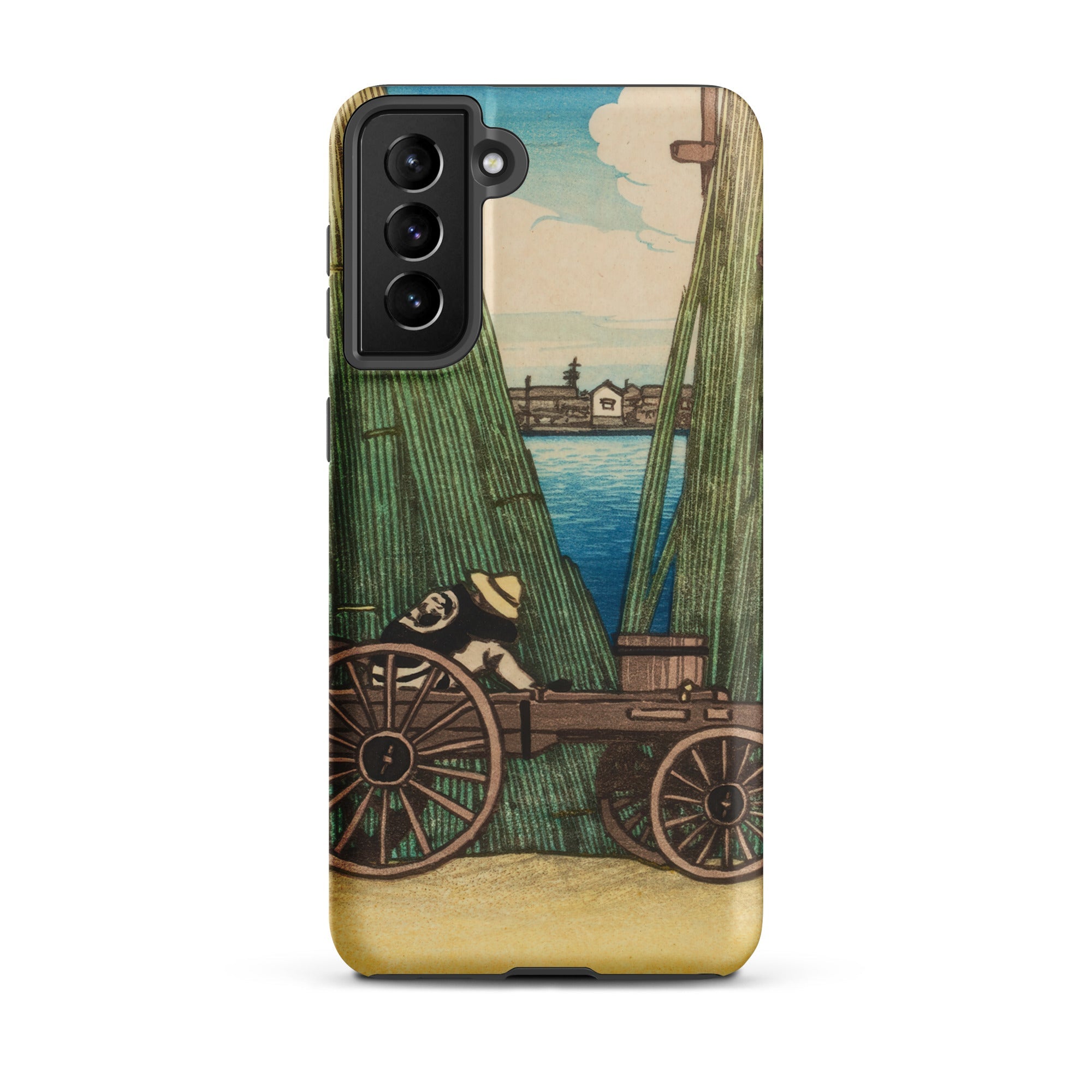 Komagata Kashi Hasui Kawase Samsung Case, Galaxy S21 Plus / Matte, Smartphone Case Japanese Woodblock Print Style Illustration Person Cart