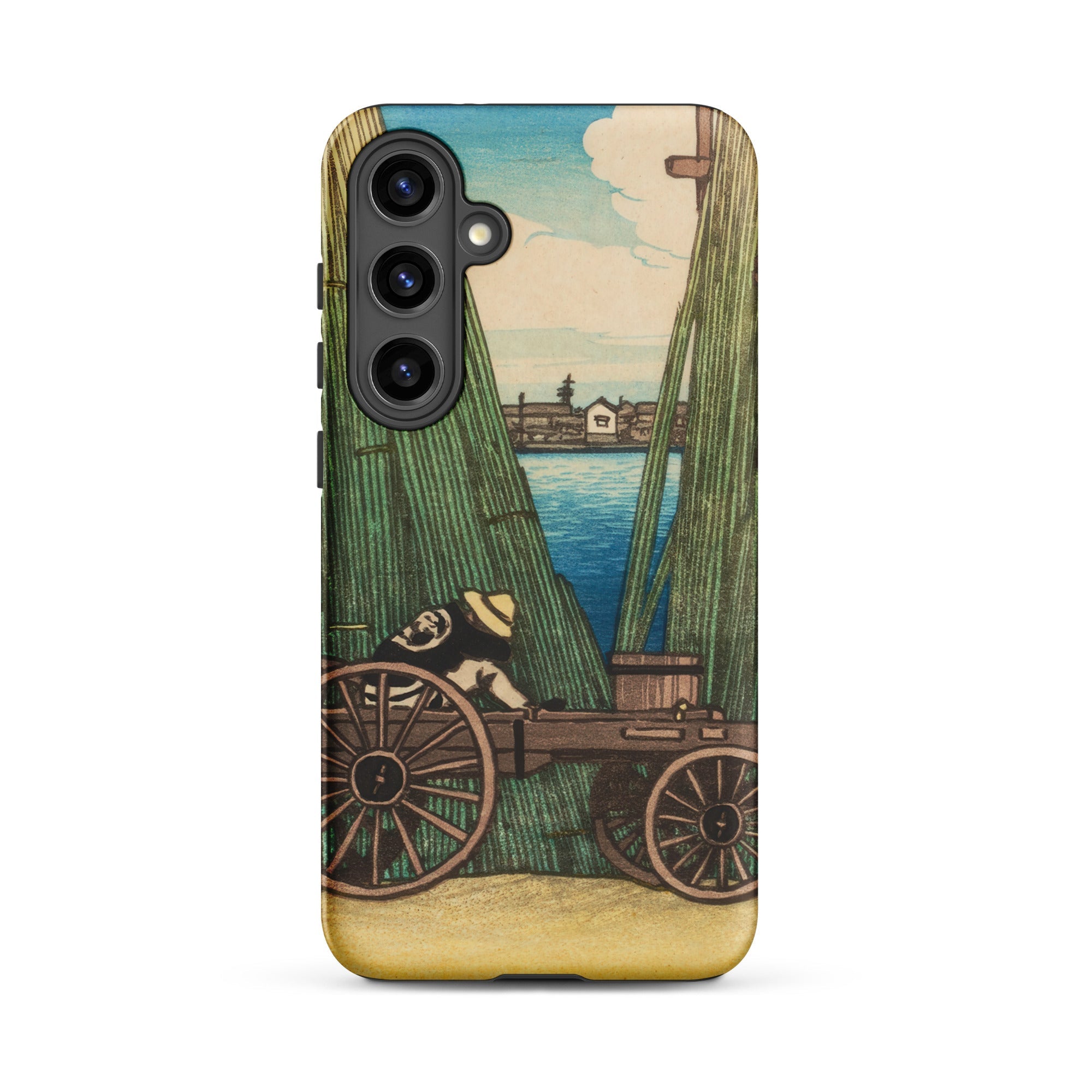 Komagata Kashi Hasui Kawase Samsung Case, Galaxy S24 Plus / Matte, Smartphone Case Woodblock Print Person Cart Body Water